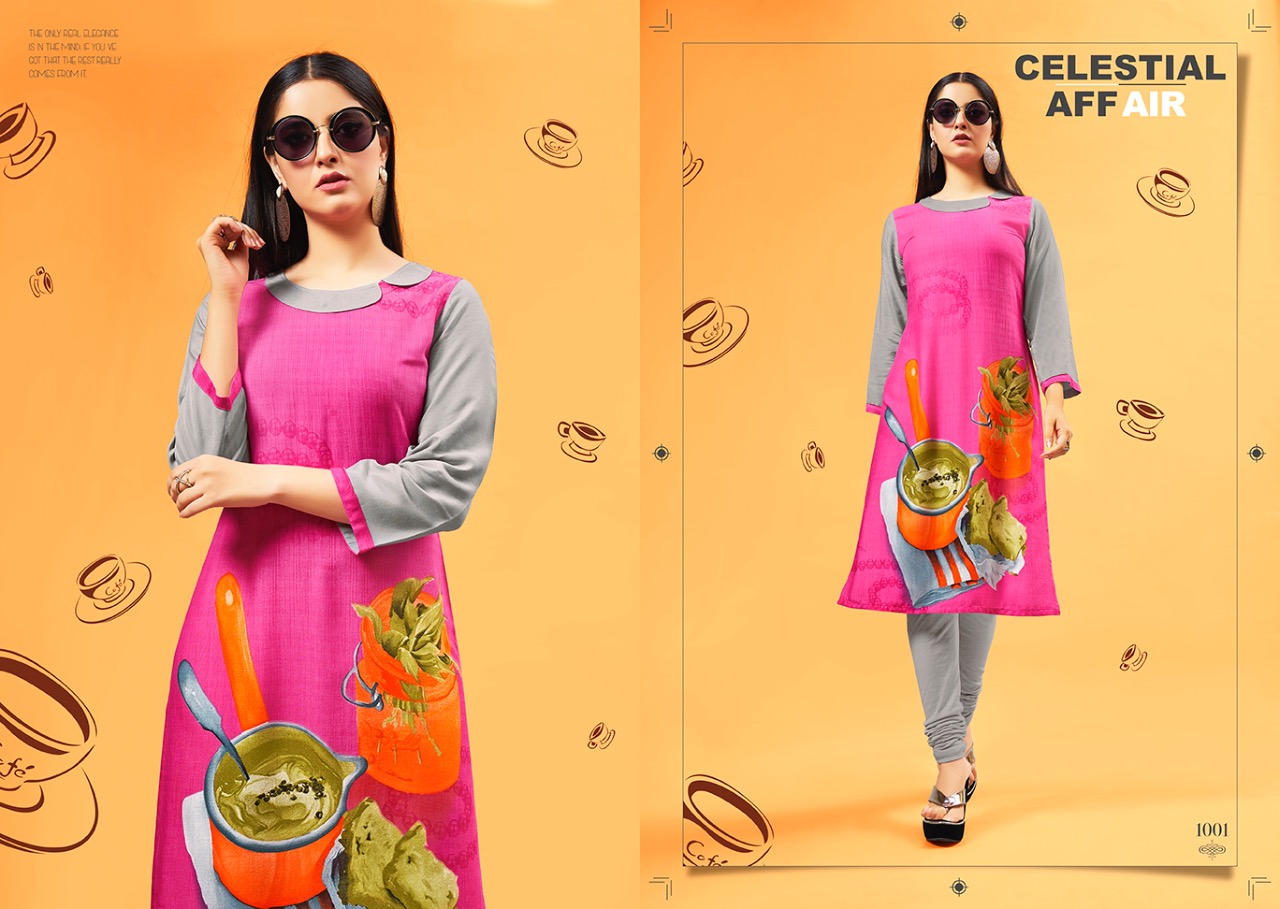 Breakfast By S More Fashion Reyon Digital Printed Kurtis Wholesale Supplier Nd Dealer Surat