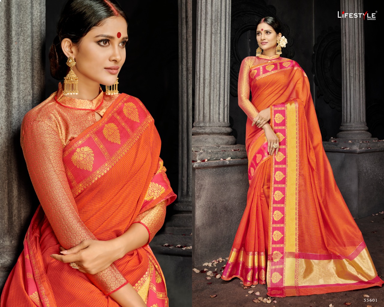 Ketki Vol 2 By Lifestyle Spun Checks Weaving Designer Sarees Trader Nd Wholesaler Surat