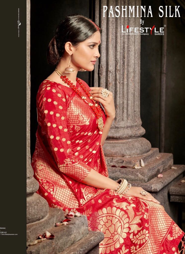 Pashmina Silk By Lifestyle Fancy Nylone Designer Sarees Wholesale Supplier Nd Trader Surat