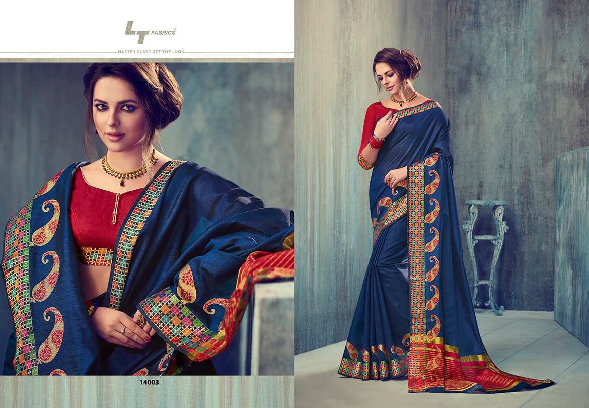 Mantra By Lt Fabrics Tussar Silk Sarees Series 14001 To 14010 Wholesale Dealer And Supplier Surat