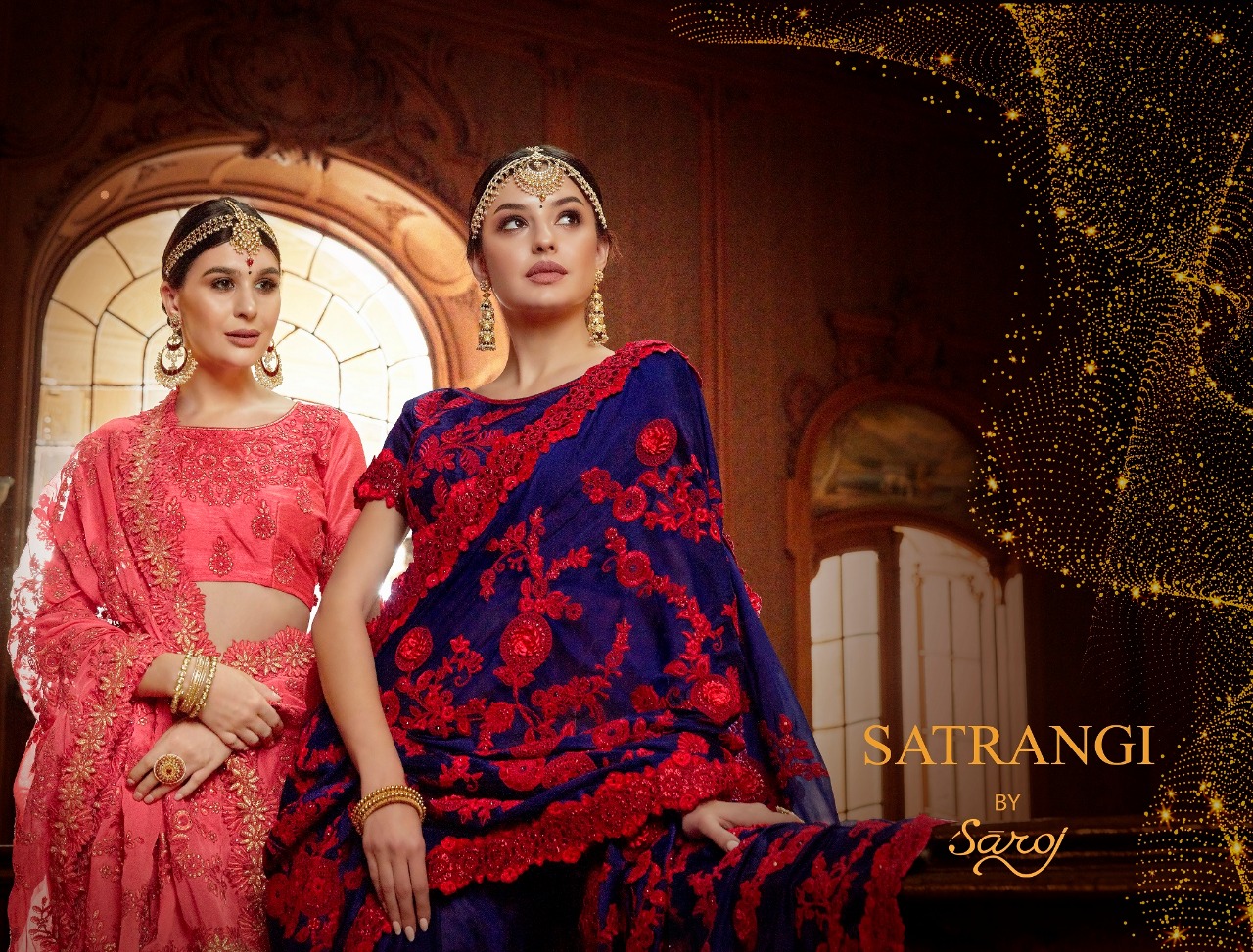 Satrangi By Saroj Rangoli Silk Designer Embroidered Party Wear Sarees Catlog Wholesale Suppliers Nd ...