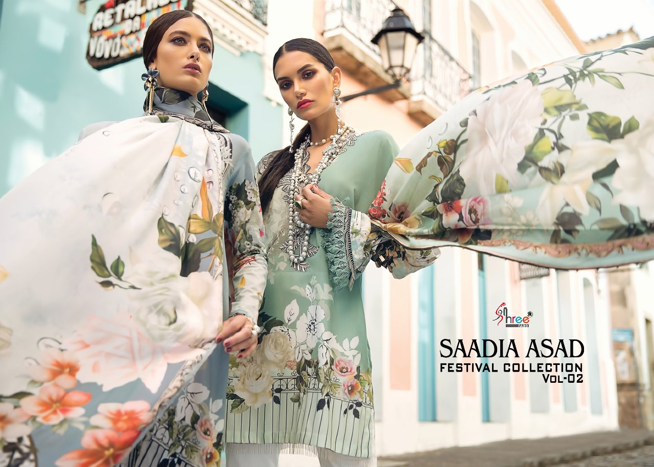 Sadia Asad  Vol 2 By Shree Fabs Cambric Cotton Embroidered Patch Suits Wholesale Supplier And Dealer...