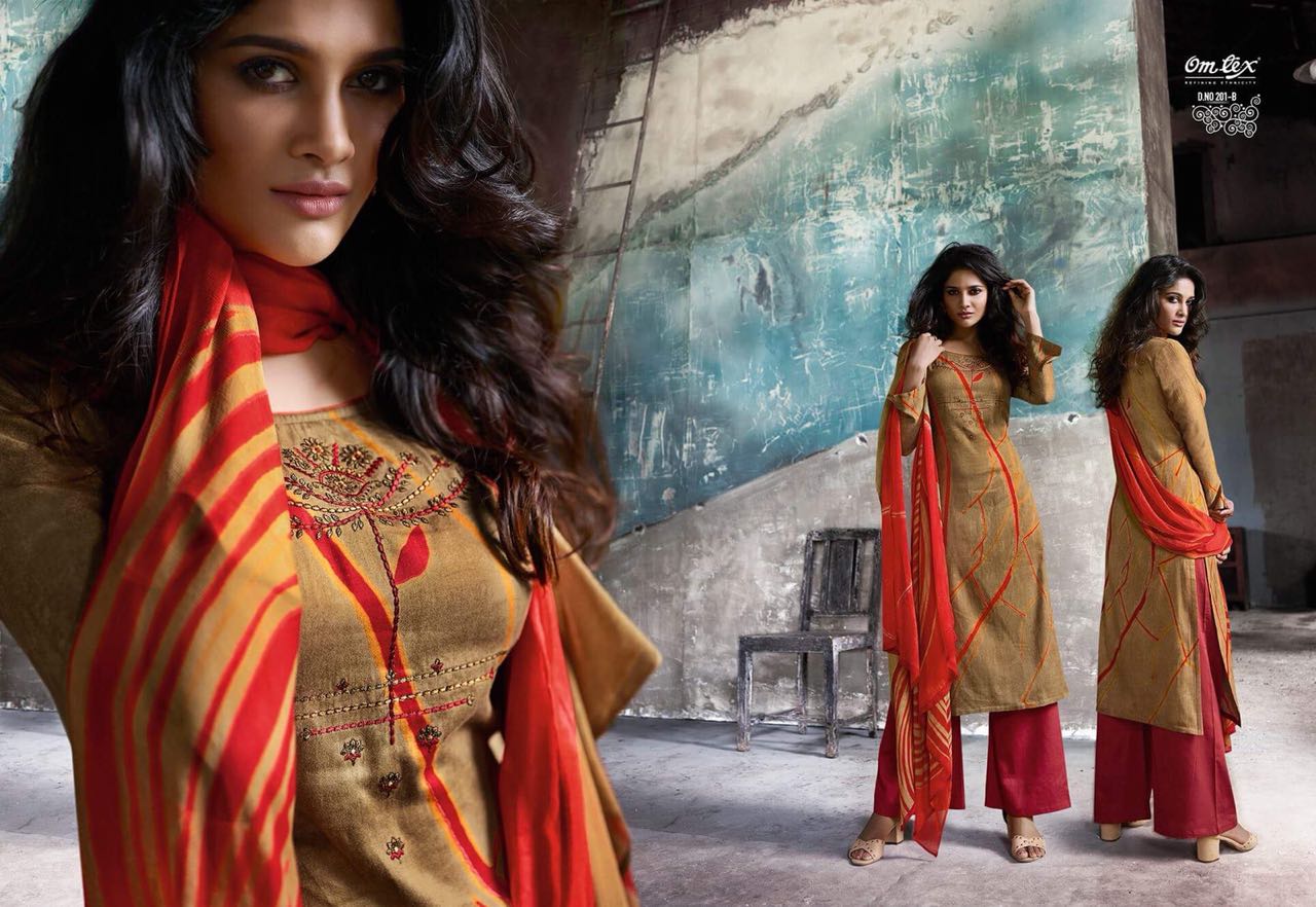 Omaira By Omtex Satin Cotton Embroidered Desinger Party Wear Suits Wholesale Supplier And Dealer Guj...