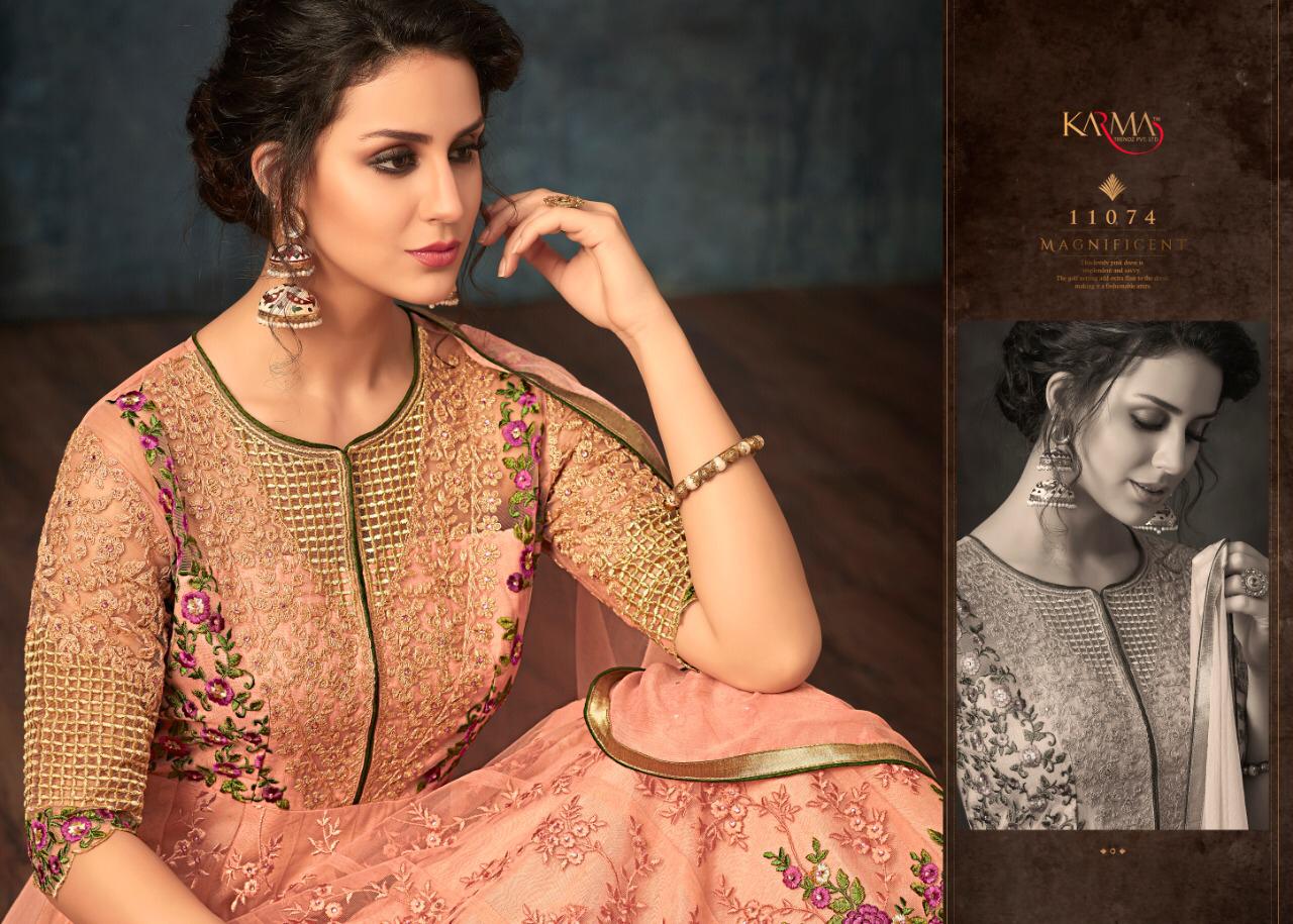 Karma Series 11070 To 11075  Beautiful Heavy Embroidery Designer Party Wear Suits Wholesale Supplier...