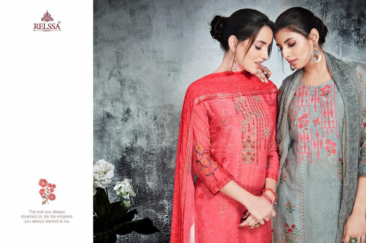 Riwaaz By Relssa Fancy Emb Work With Digital Print Suitwith Ciffone Duppata