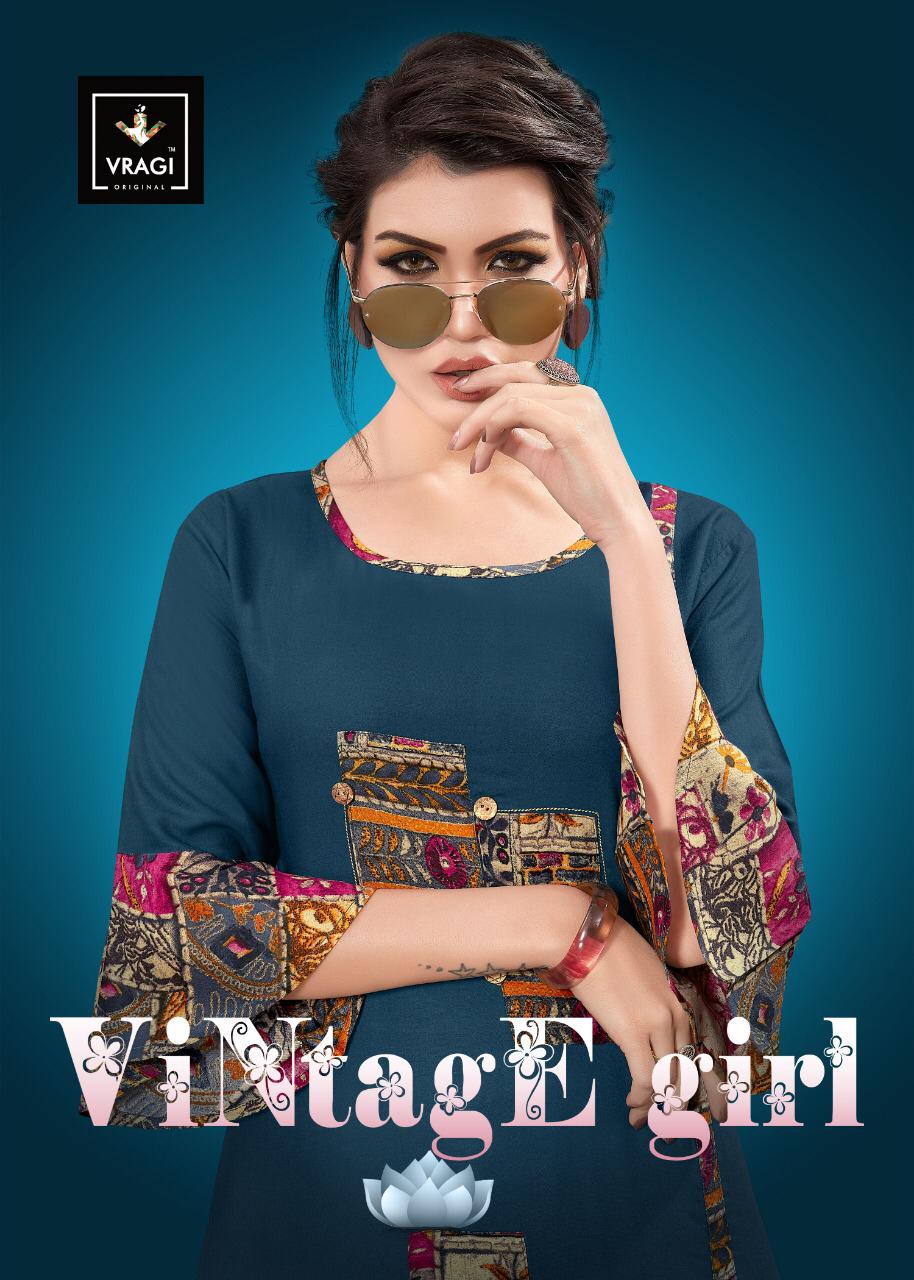 Vintage Girl By Vragi Kurtis With Plazzo Catloge Wholesale Supplier And Dealer India