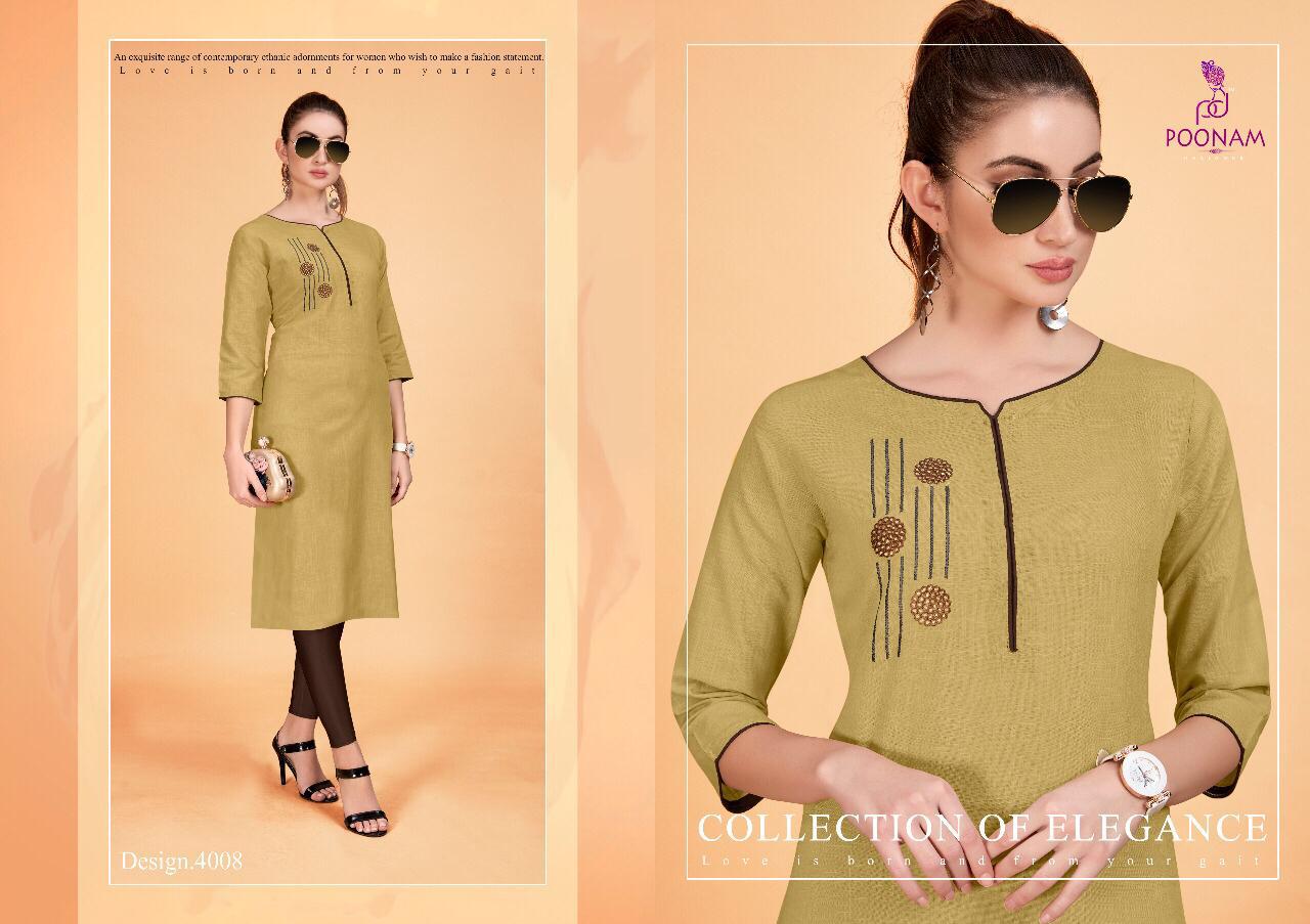 Diva Vol 4 By Poonam Designer Cotton Slub  Embroidered Designer Kurtis Catalog Wholesale Dear India