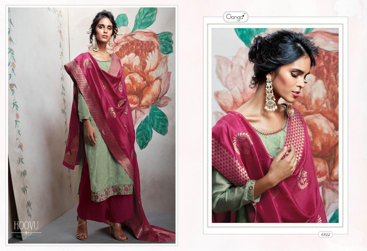 Ganga Hoovu  Silk Embroidered Designer Party Wear Suits Wholesale Supplier And Dealer Gujarat