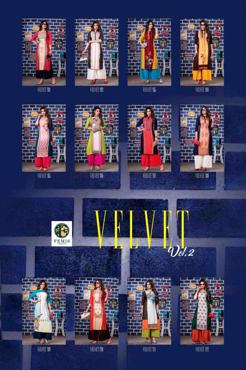Velvet 2 By Femi9 Kurti With Plazzo Collection Wholesale Supplier Surat