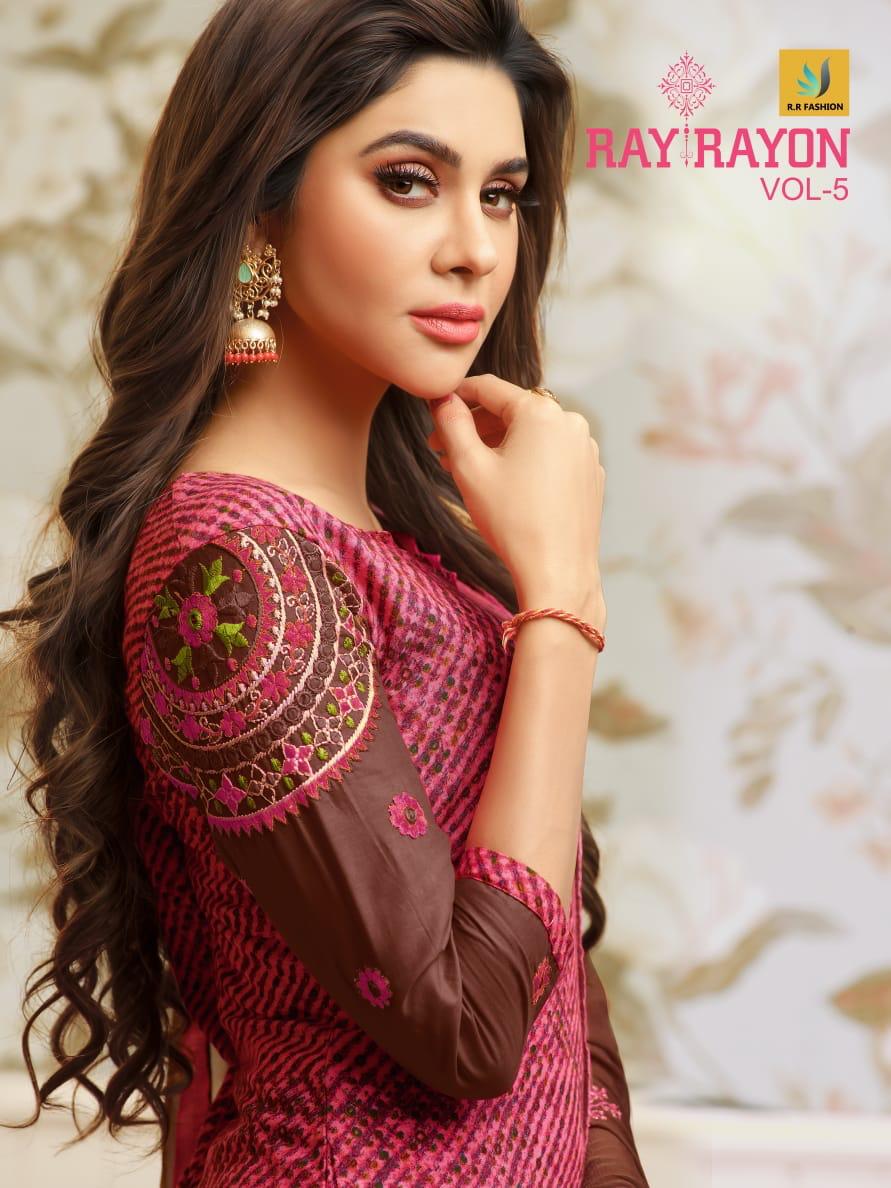 Ray Rayon Vol 5 By R R Fashion Reyon Embroidered Designer Suits Wholesale Supplier Surat