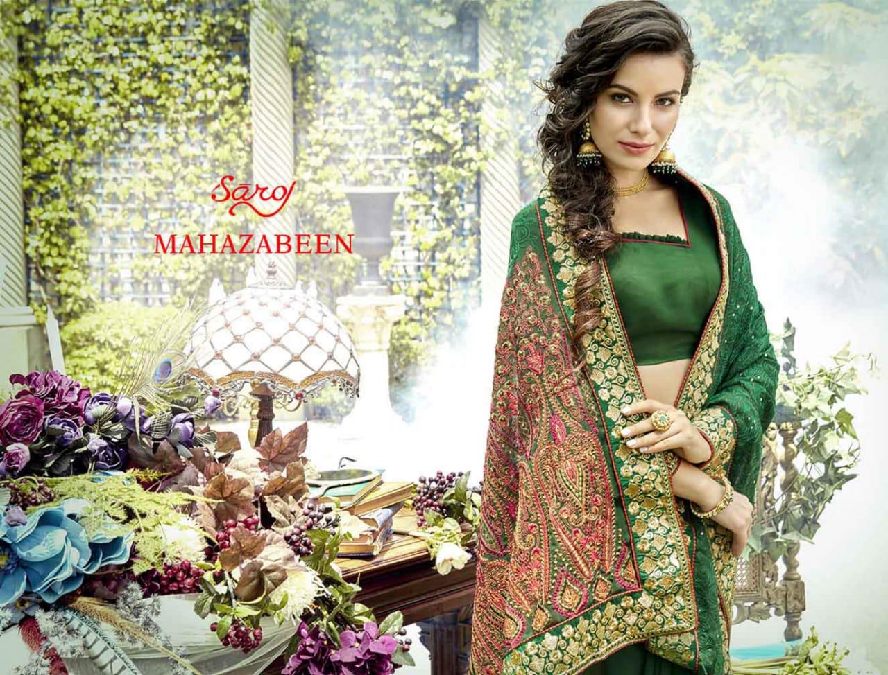 Mehzabeen By Saroj Georgette Embroidered Designer Sarees Wholesale Supplier And Trader Surat
