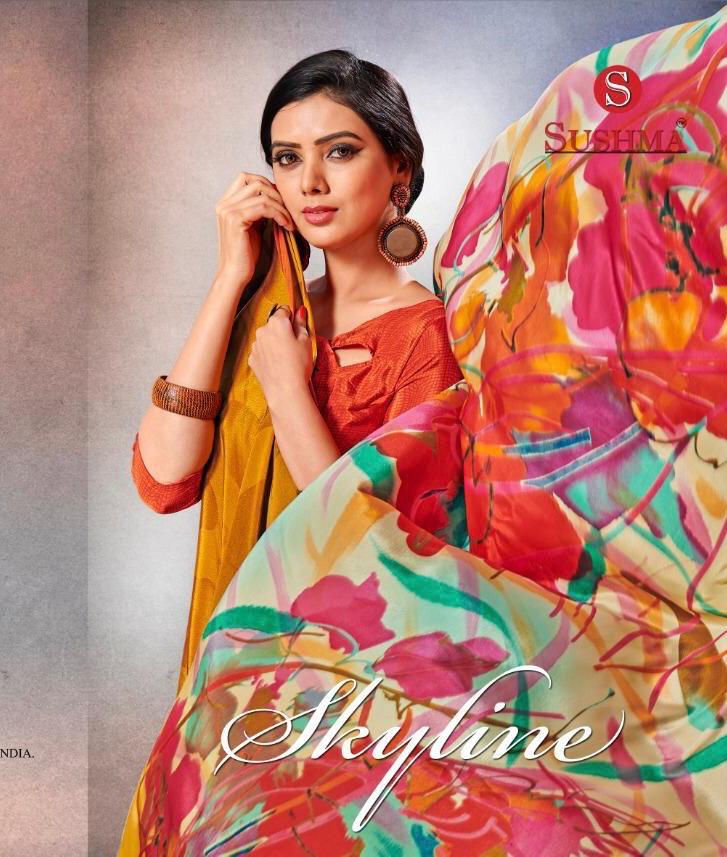 Skyline By Sushma Georgette Printed Sarees Wholesale Supplier Surat