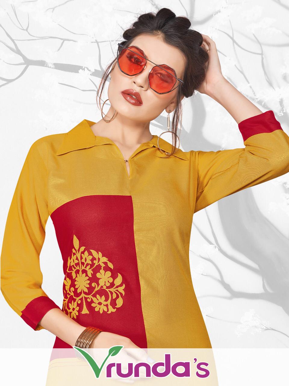 Vrundas By Vrunda Tex Reyon Designer Kurtis Wholesale Supplier Surat