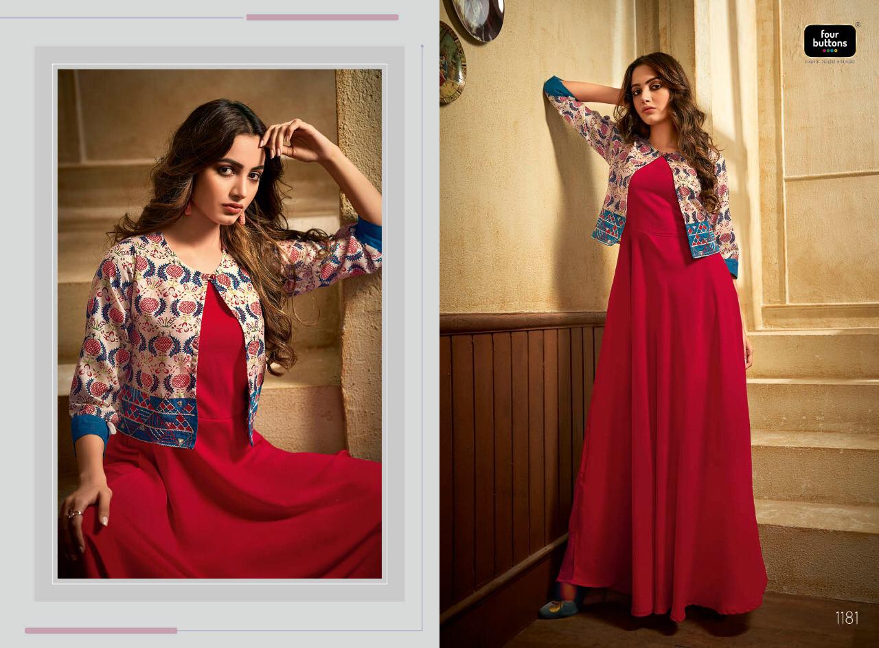 Status By Four Buttons Beuatiful  Designer Kurtis Wholesale Supplier Surat