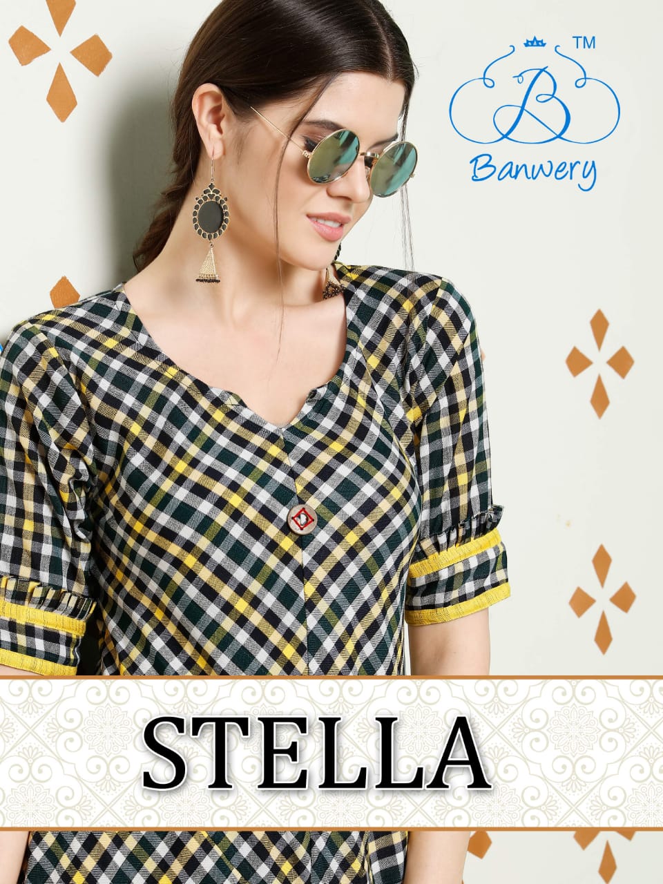 Stella By Banwery Weaving Checks Designer Patterns Kurtis Wholesale Supplier India