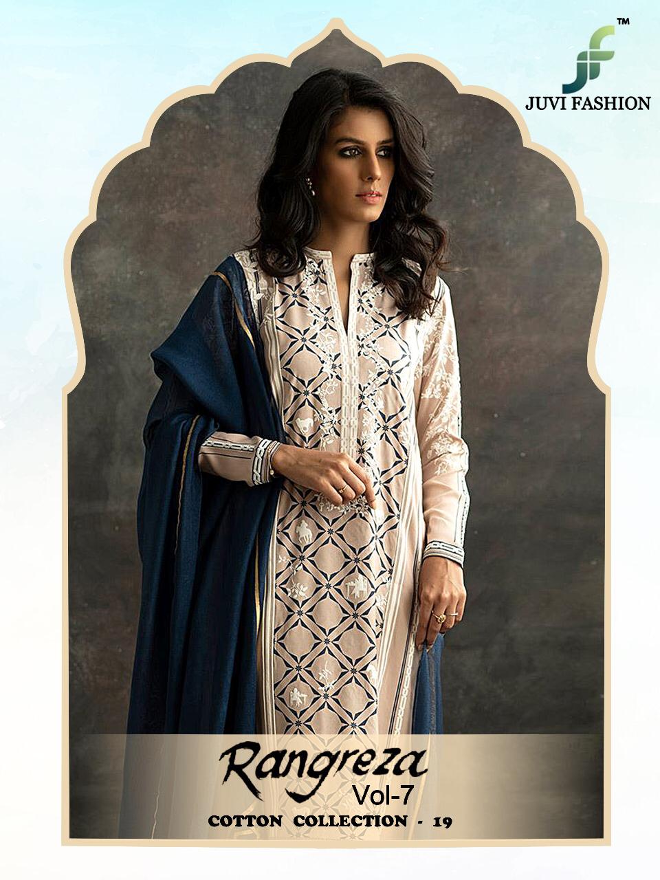 Rangreza Vol 7 Cotton Collection 19 By Juvi Fashion Series 44001 To 44006 Cambric Cotton Embroidered...