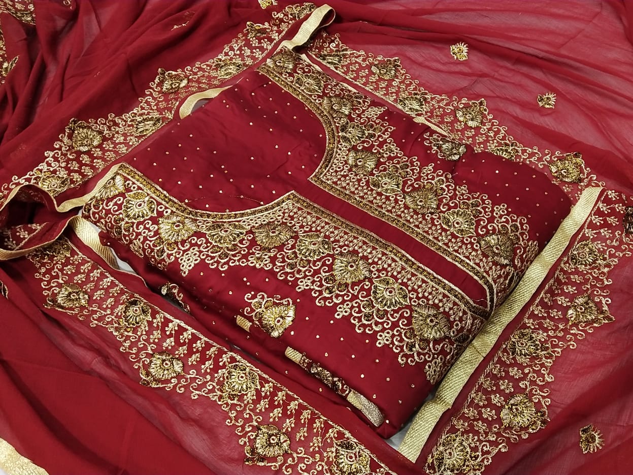 Non Catalogue Embroidered Designer Dress Materials Wholesale Supplier Surat