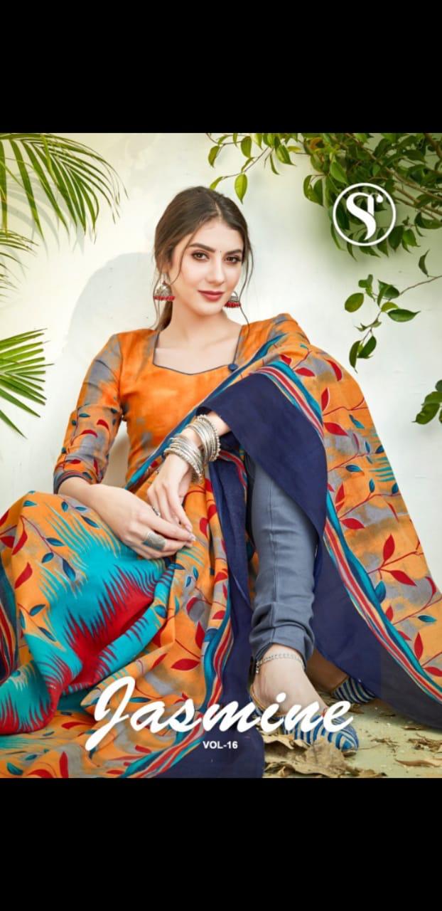 Jasmine Vol 16 By Sweet Fashion Series 6001 To 6012 Cotton Printed Suits Wholesale Supplier Surat