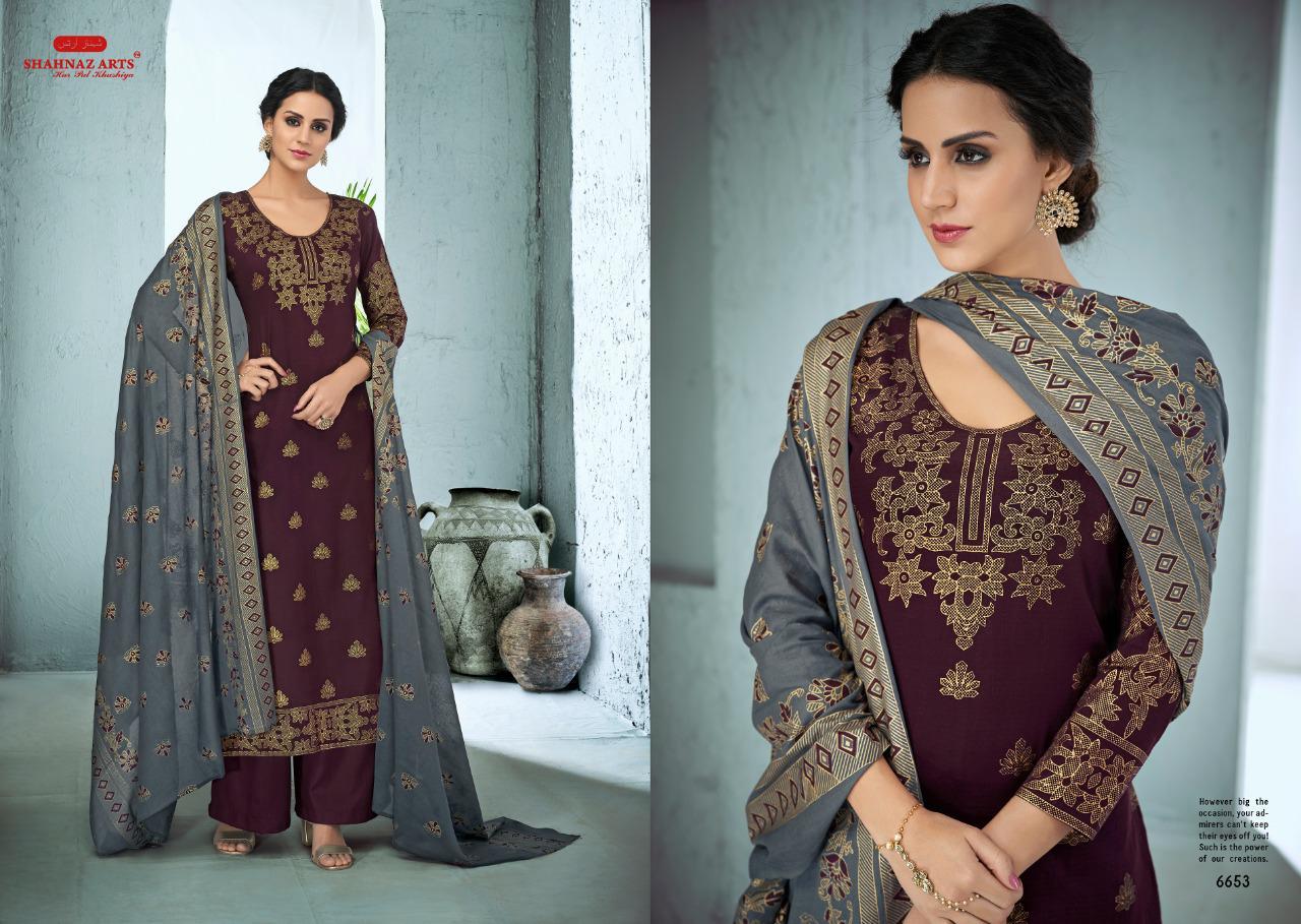 Afsanah By Shahnaz Arts Series 6651 To 6658 Satin Cotton With Foil Print Suits Wholesale Supplier An...