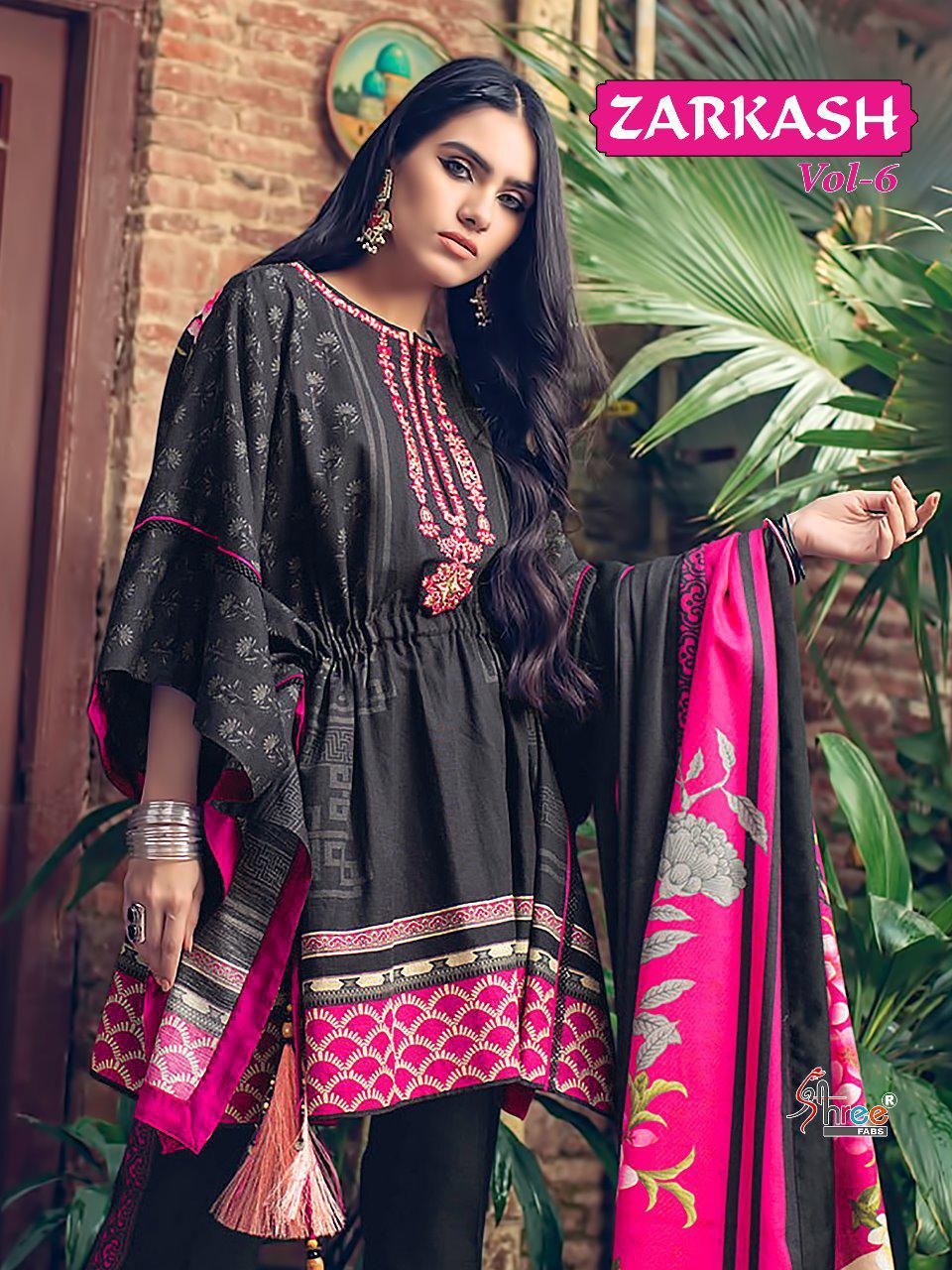 Zarkash Vol 6 By Shree Fabs Series 8211 To 8215 Cotton Embroidered Designer Pakistani Suits Wholesal...