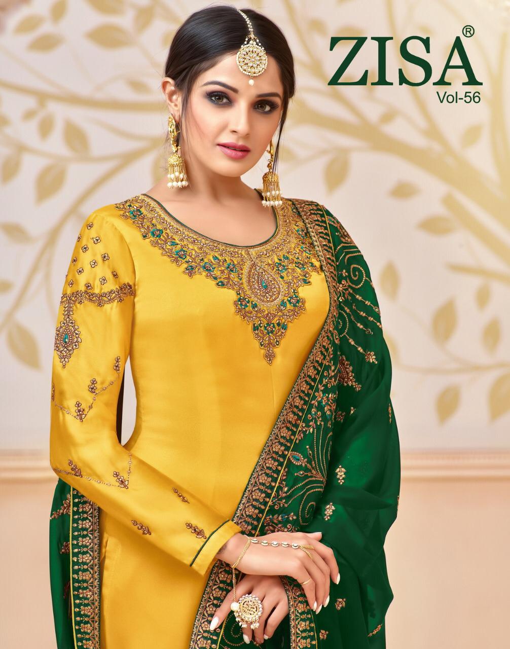 Zisa Vol 56 By Meera Trendz  Series 10461 To 10464 Satin Georgette Embroidered Designer Party Wear S...
