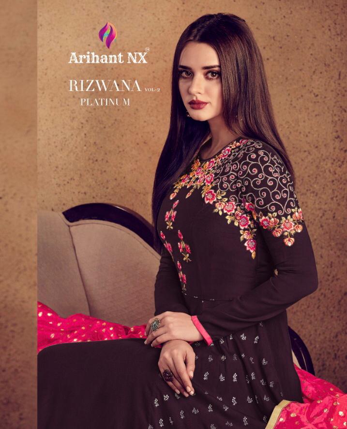 Rizwana Vol 2 Platinum By Arihant Nx  Reyon Foil Printed Gowns Wholesale Supplier Surat