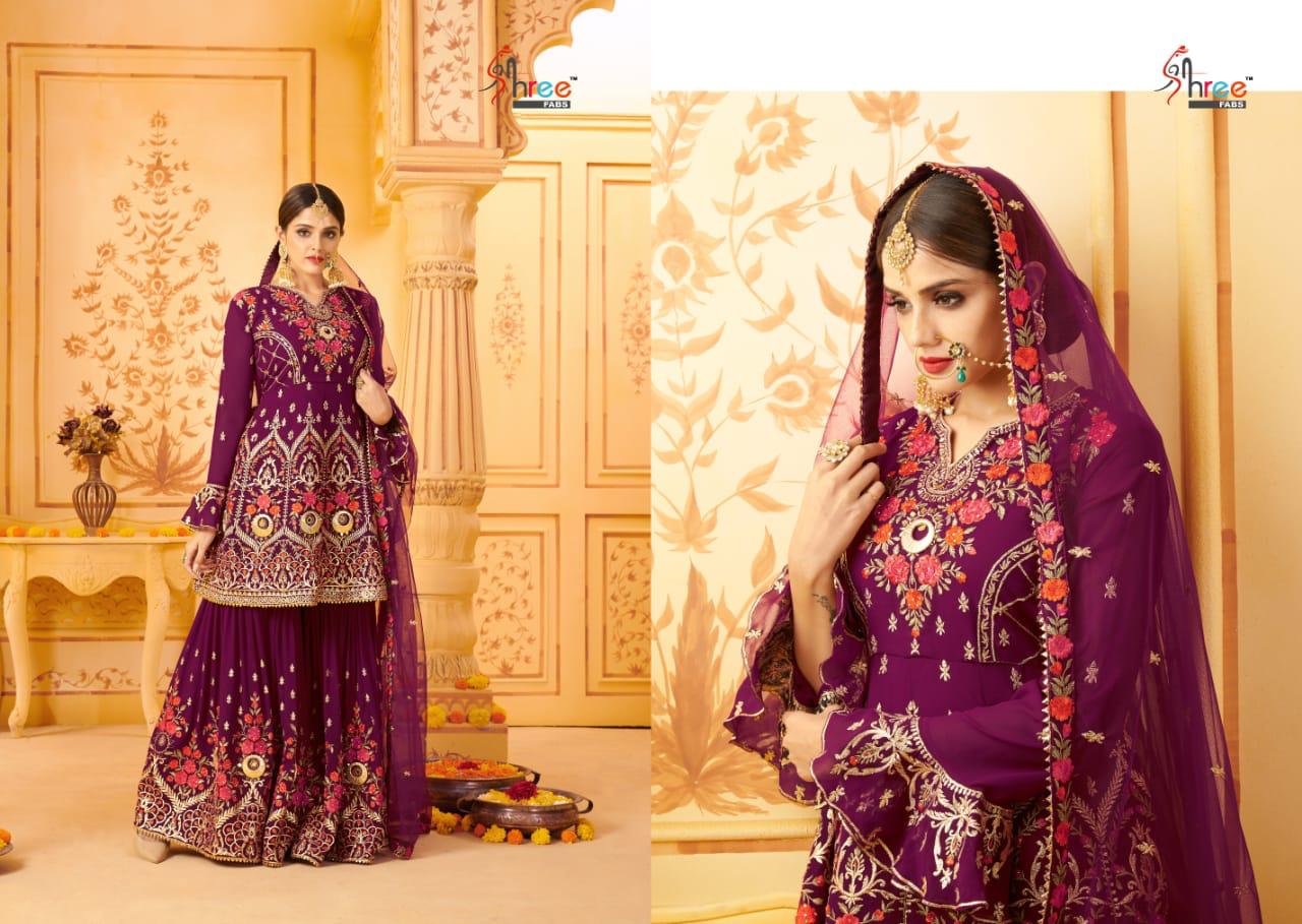 Shehnai Premium By Shree Fabs Series 5001 To 5005 Georgette Embroidered Designer Party Wear Gharara ...