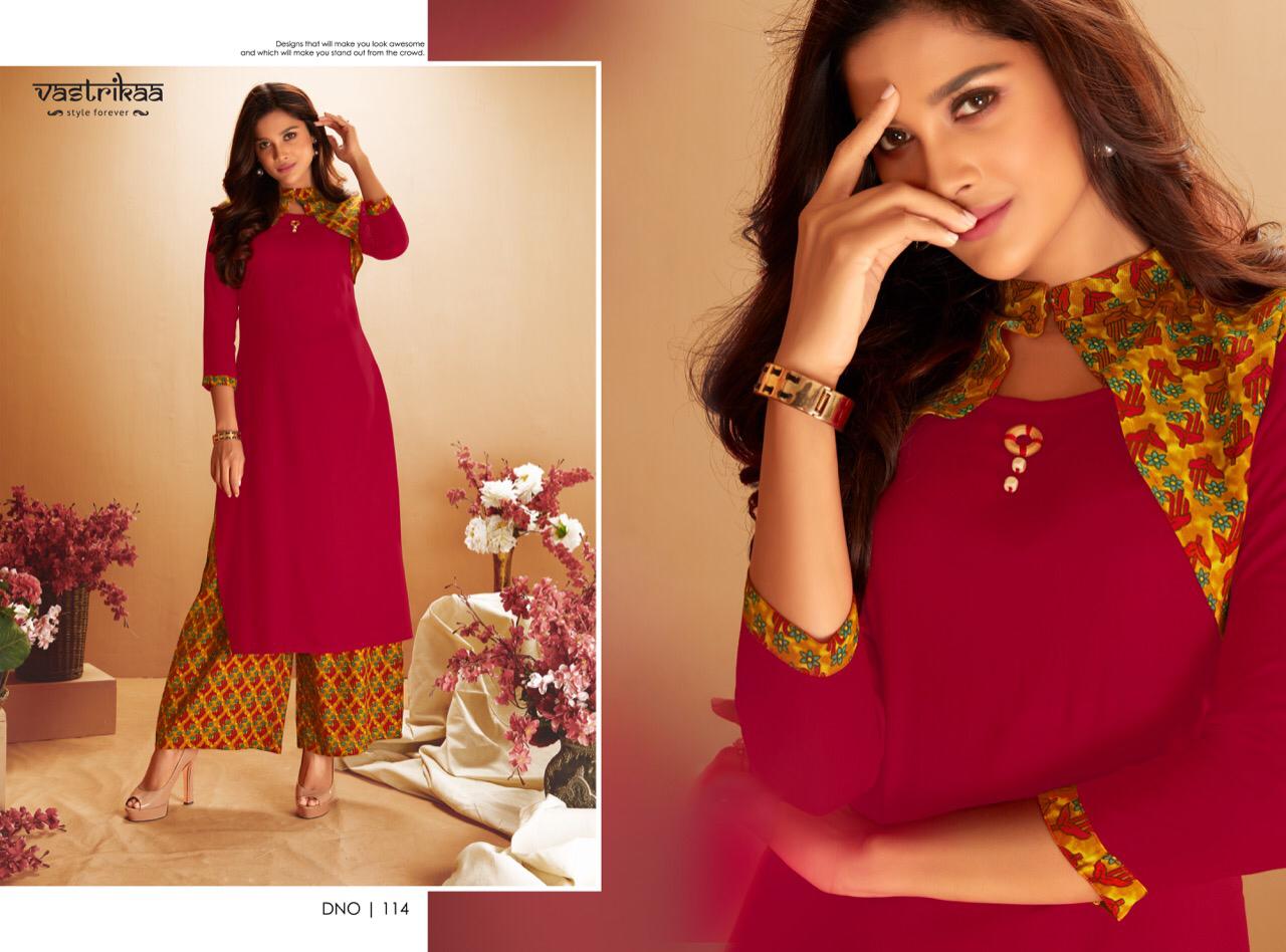 Arina By Vastrikaa Reyon  Kurti With Plazzo Wholesale Supplier Gujarat