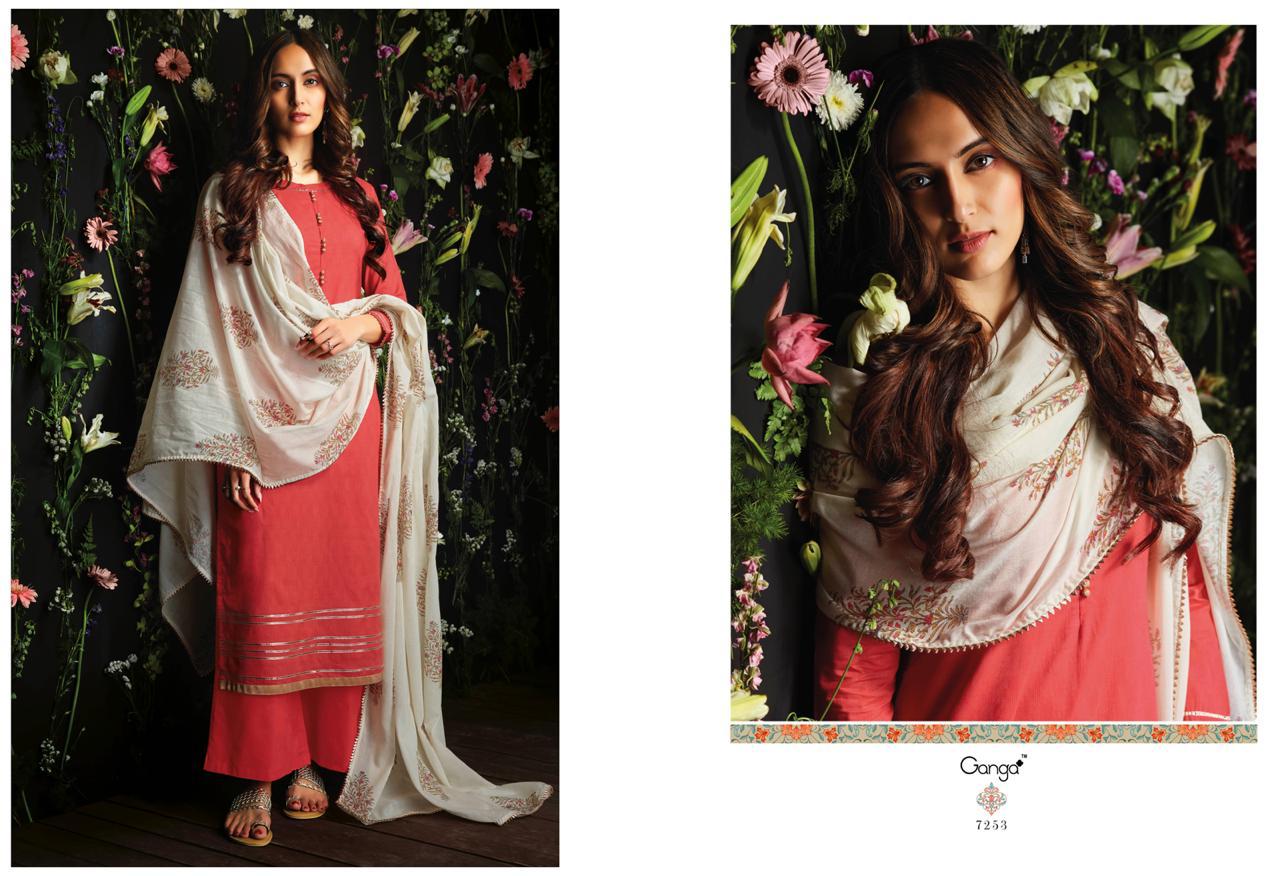 Harlet By Ganga Series 7246 To 7254 Cotton Printed Lace Work Suits Wholesale Supplier Gujarat