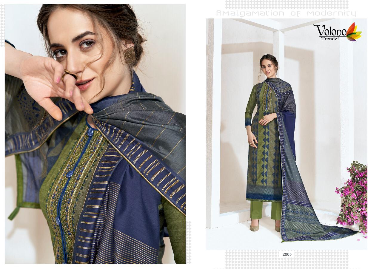 Elan Vol 1 By Volono Trendz Cambric Cotton Self Embroidered Designer Suits Wholesale Supplier India