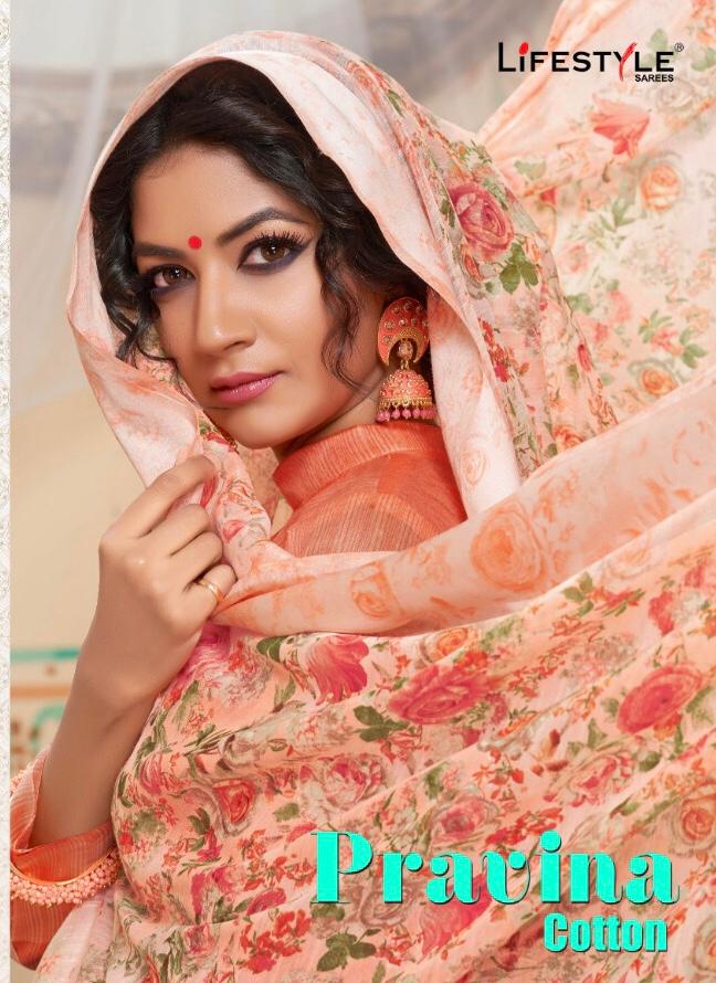 Pravina Cotton By Lifestyle Linen Fancy Cotton Printed Sarees Wholesale Supplier Gujarat
