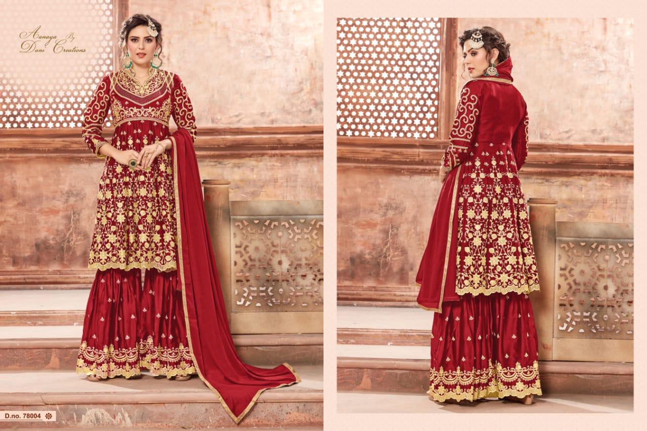 Aanaya 78000 Vol 78 Satin Georgette Sharara Suits Wholesale Supplier Gujarat