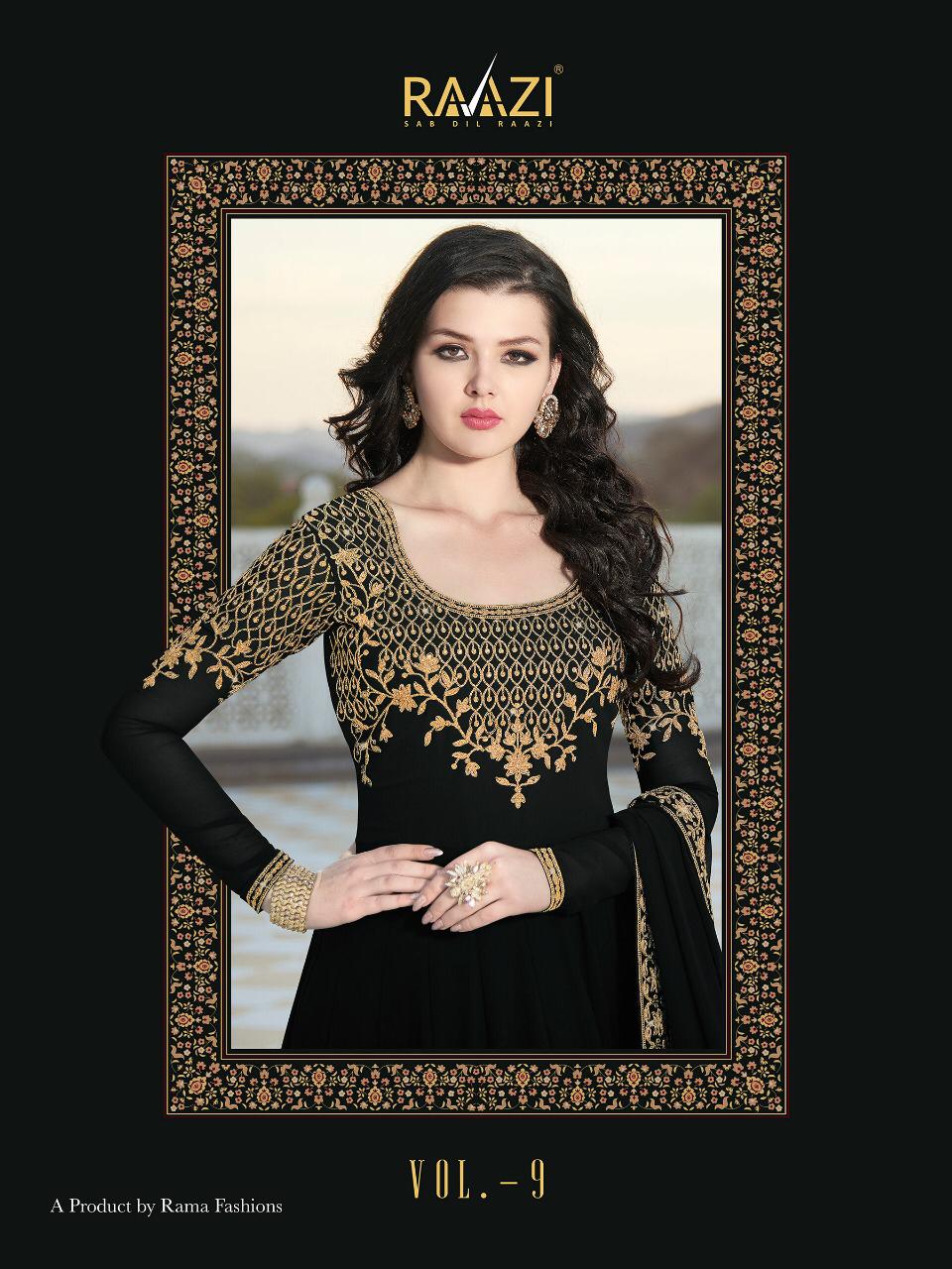 Raazi Vol 9 By Rama Fashion Series 20033 To 20040 Georgette Embroidered Designer Party Wear Suits Wh...