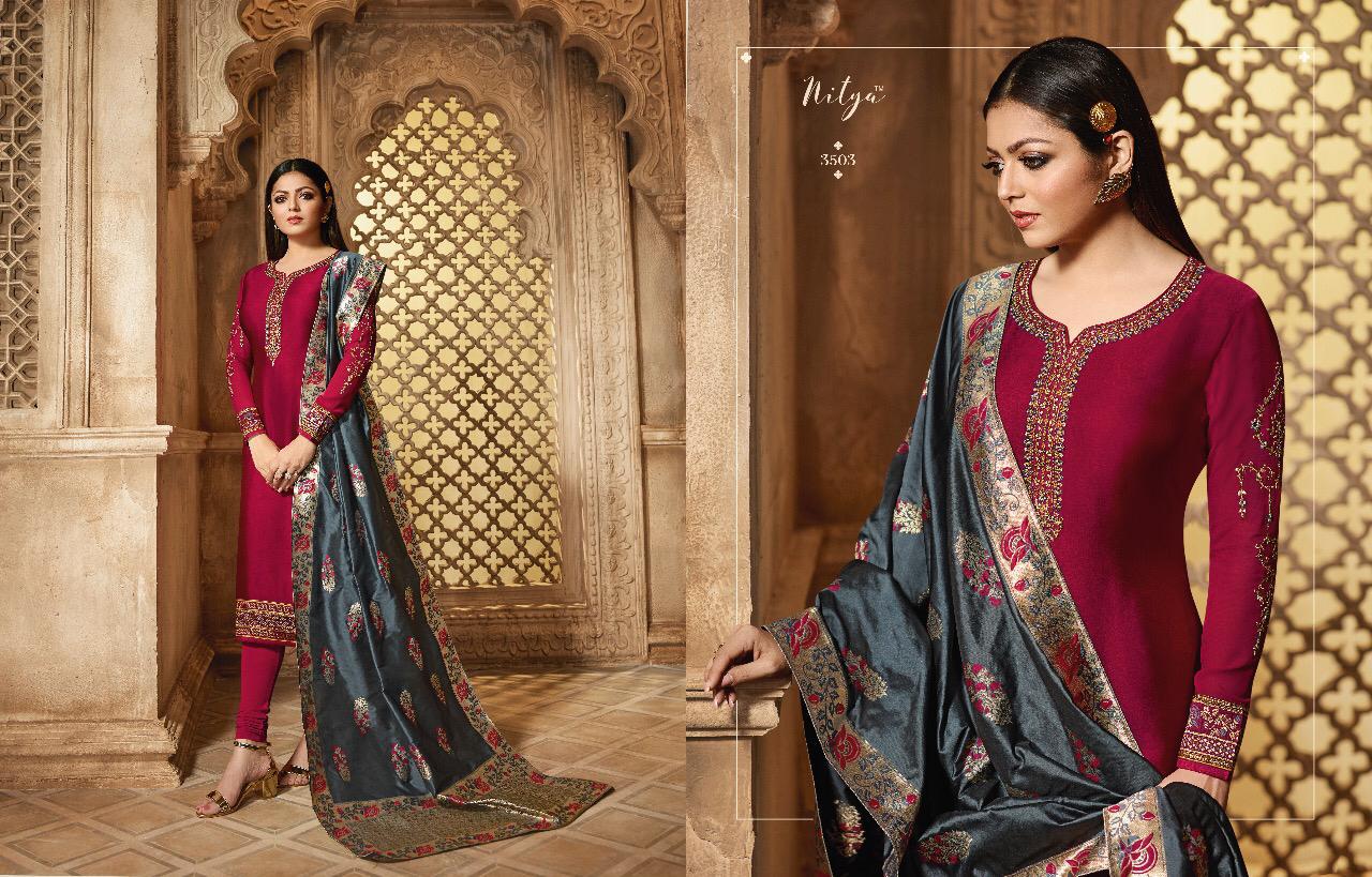 Nitya 135 By Lt  Series 3501 To 3509 Satin Georgette Designer Suits Wholesale Supplier Gujarat