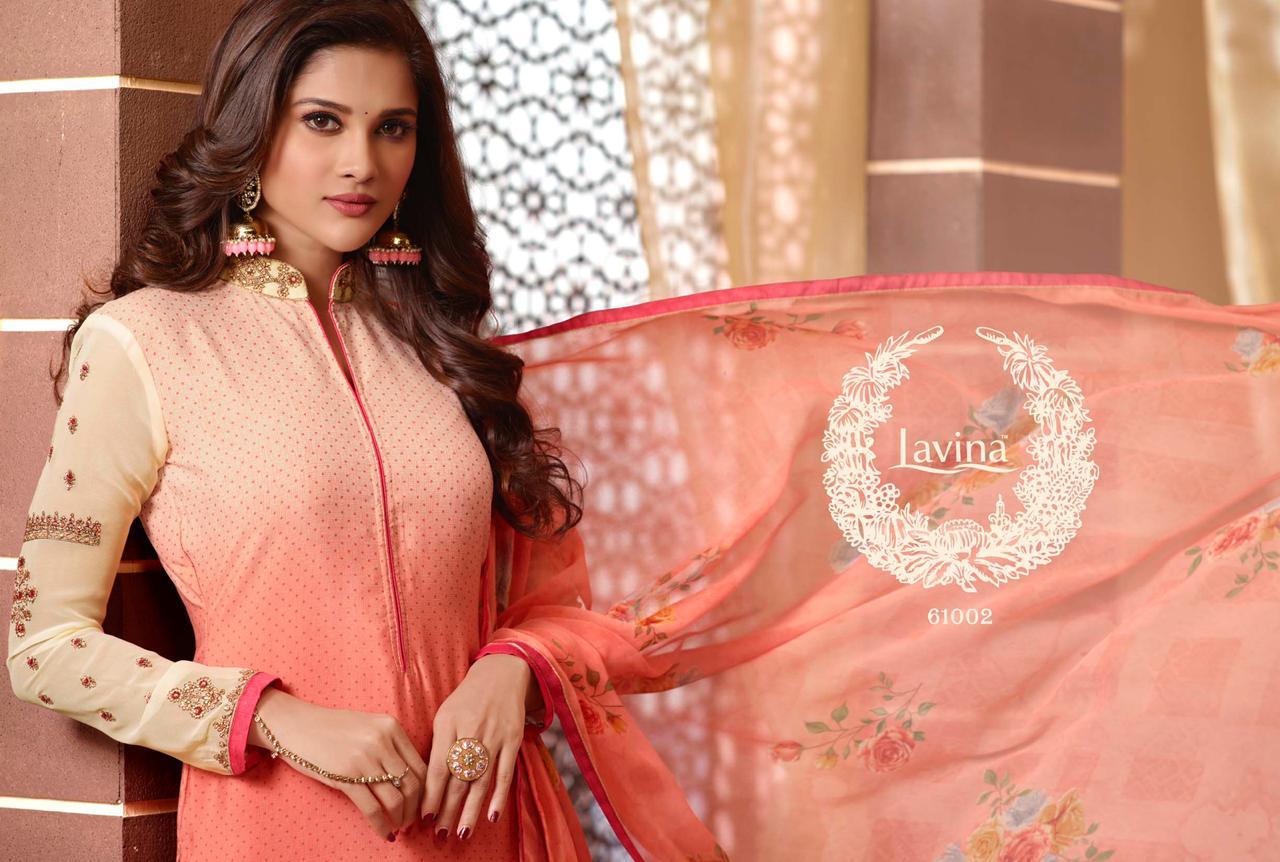 Lavina Vol 61 Silkina Patiyala  Series 61001 To 61007  Crape Digital Printed Suits Wholesale Supplie...