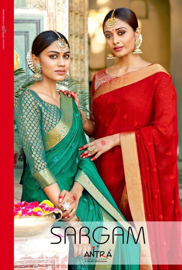 Sargam By Antra Series 58241 To 58252 Chiffon Fancy Work Sarees Wholesale Supplier Surat
