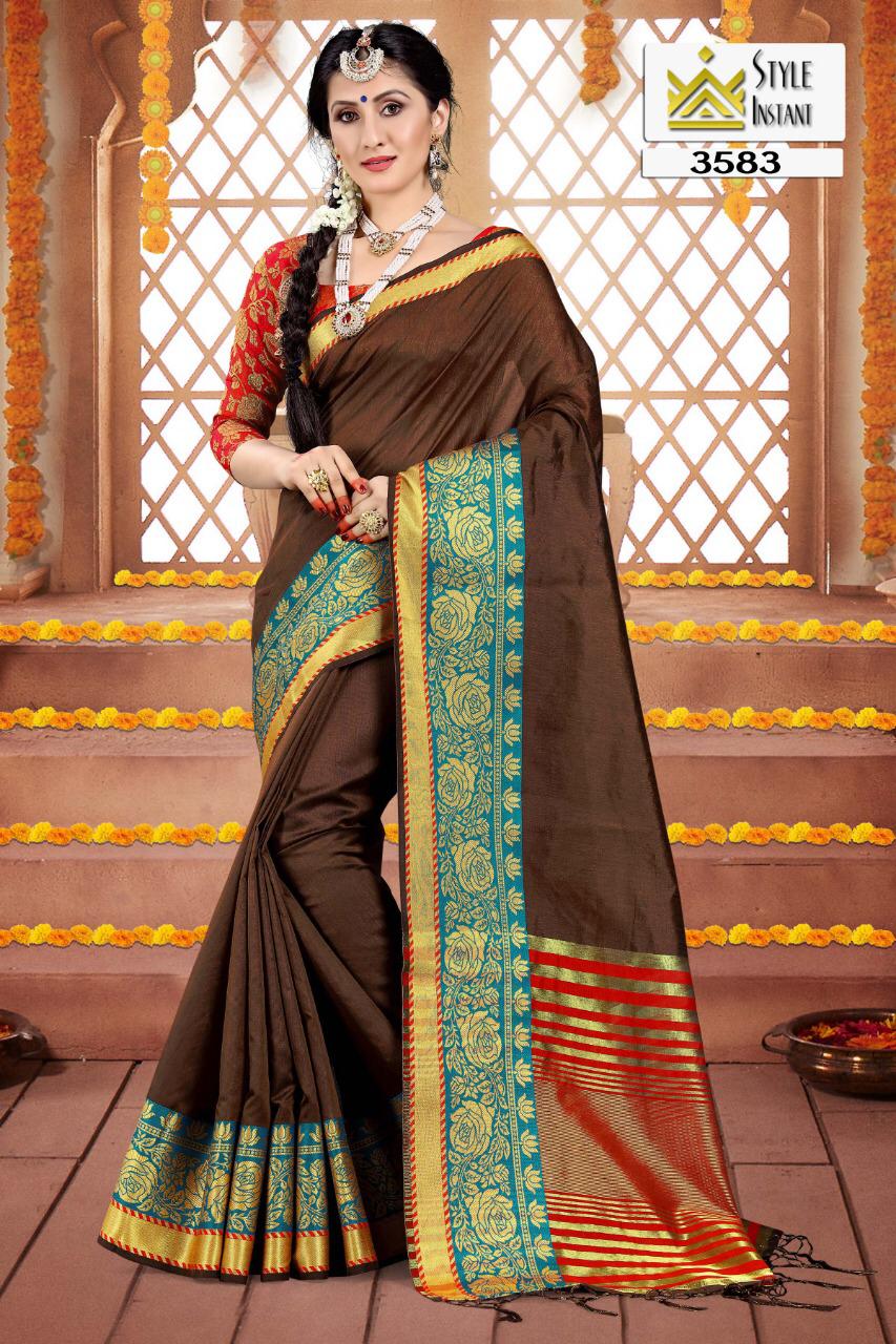 Cotton Silk By Style Instant Series 3575 To 3594 Cotton Silk Sarees Wholesale Supplier Gujarat
