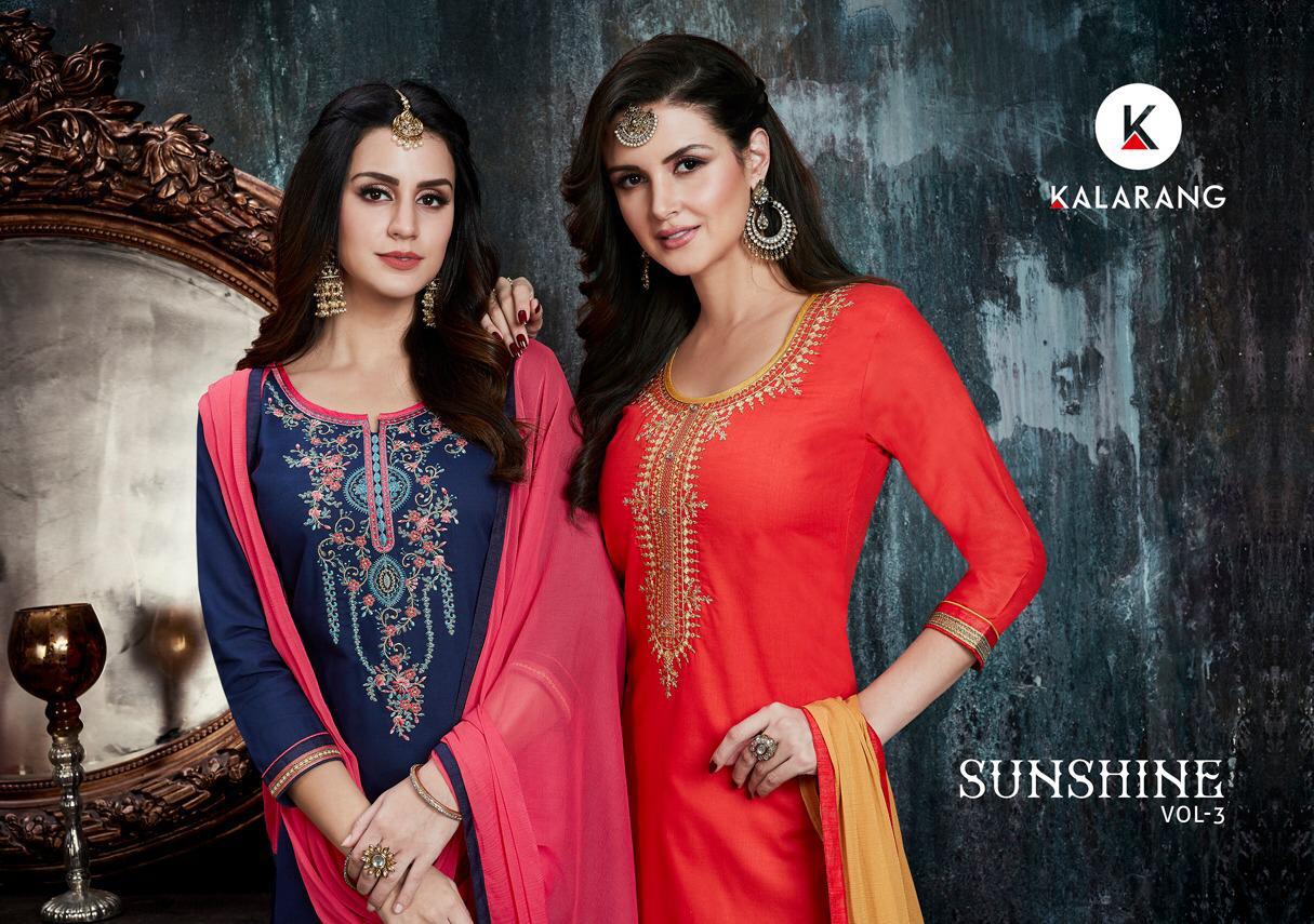 Sunshine Vol 3 By Kalarang Cotton Embroidered Designer Suits Wholesale Supplier India