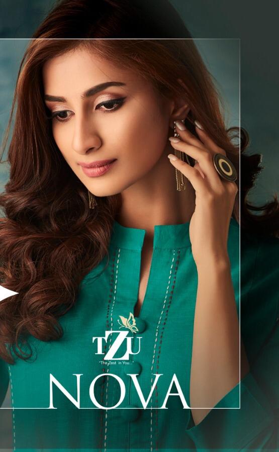 Nova Tzu Lifestyle Slub Pintex Katha Work Kurtis With Plazzo Wholesale Supplier Gujarat