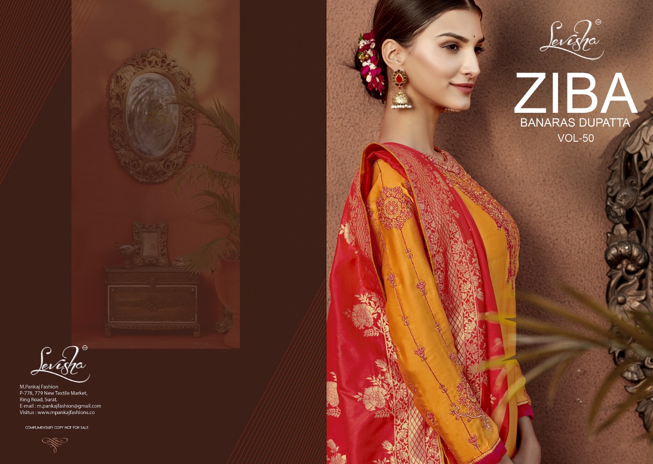 Ziba Vol 50 By Levisha Series 10001 To 10007  Satin Georgette Embroidered Designer Suits Wholesale S...