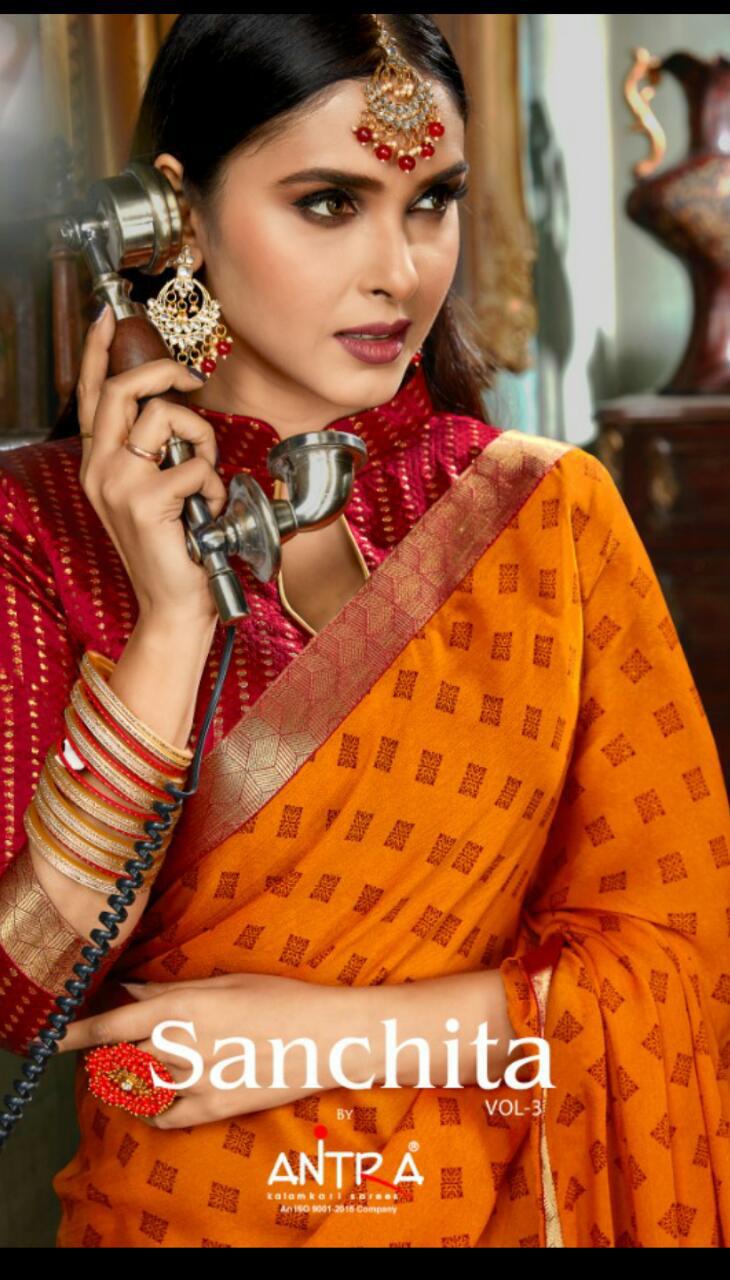 Sanchita Vol 3 By Antra Chiffon Sarees Wholesale Supplier Surat