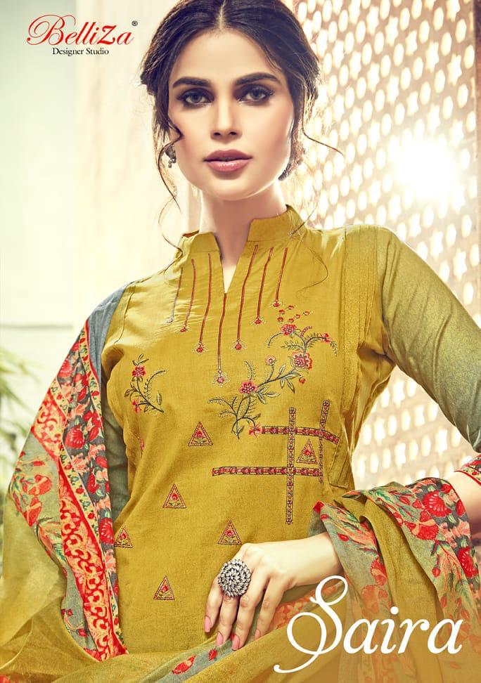 Saira By Belliza Designer Studio Cotton Printed Embroidered Designer Suits Wholesale Supplier And De...