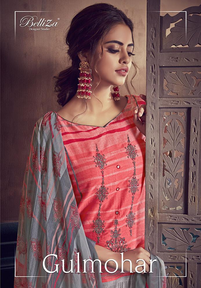 Gulmohar By Belliza Designer Study Jam Cotton Embroidered Suits Wholesale Supplier Surat