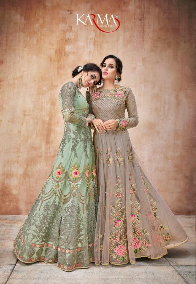 Karma Eid Special Series 16020  Heavy Net Embroidered Designer Suits Wholesale Supplier Gujarat