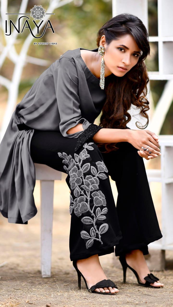 Luxury Pret Collection 17 By Inaya  Studio Libas Designer Pastel Tunic With Embroidered Bell Pants W...