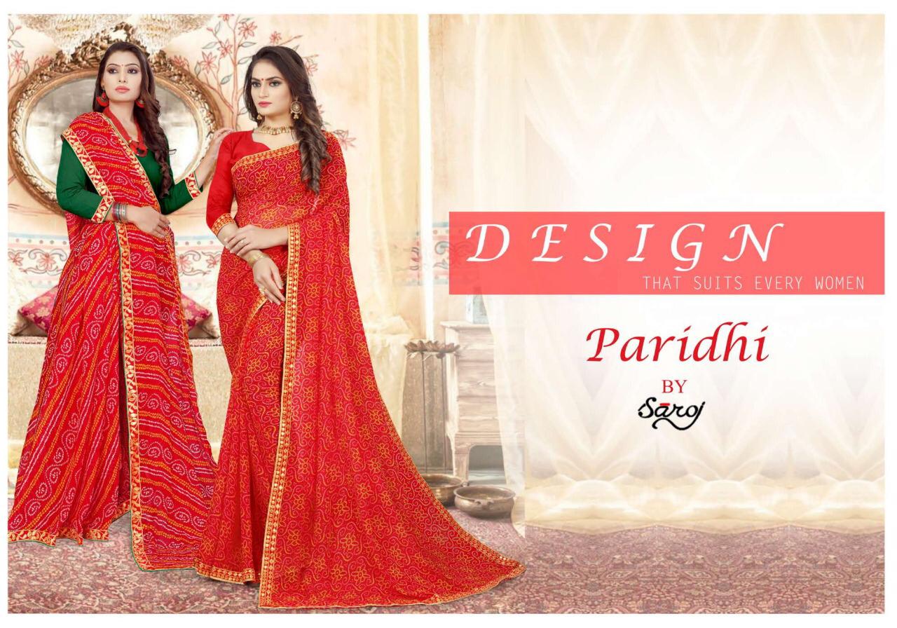 Paridhi By Saroj Bandhani Printed Georgette Sarees Wholesale Supplier Surat