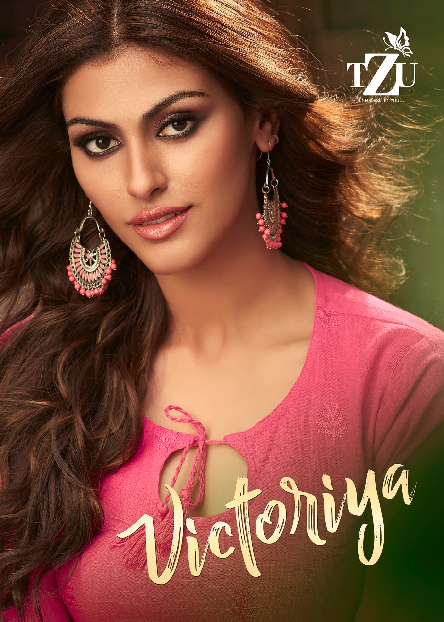 Victoria By Tzu Slub Embroidered Designer Kurtis Wholesale Supplier Surat