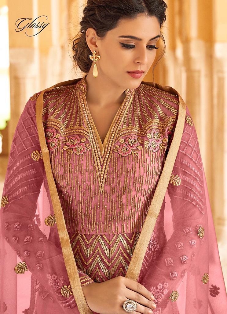 Highness By Glossy Series 15102 A To 15102 D Net Embroidered Suits Wholesale Supplier Surat