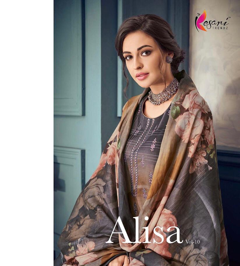 Alisa Vol 10 By Kesari Trendz Cambric Cotton Embroidered Designer Party Wear Suits Wholesale Supplie...