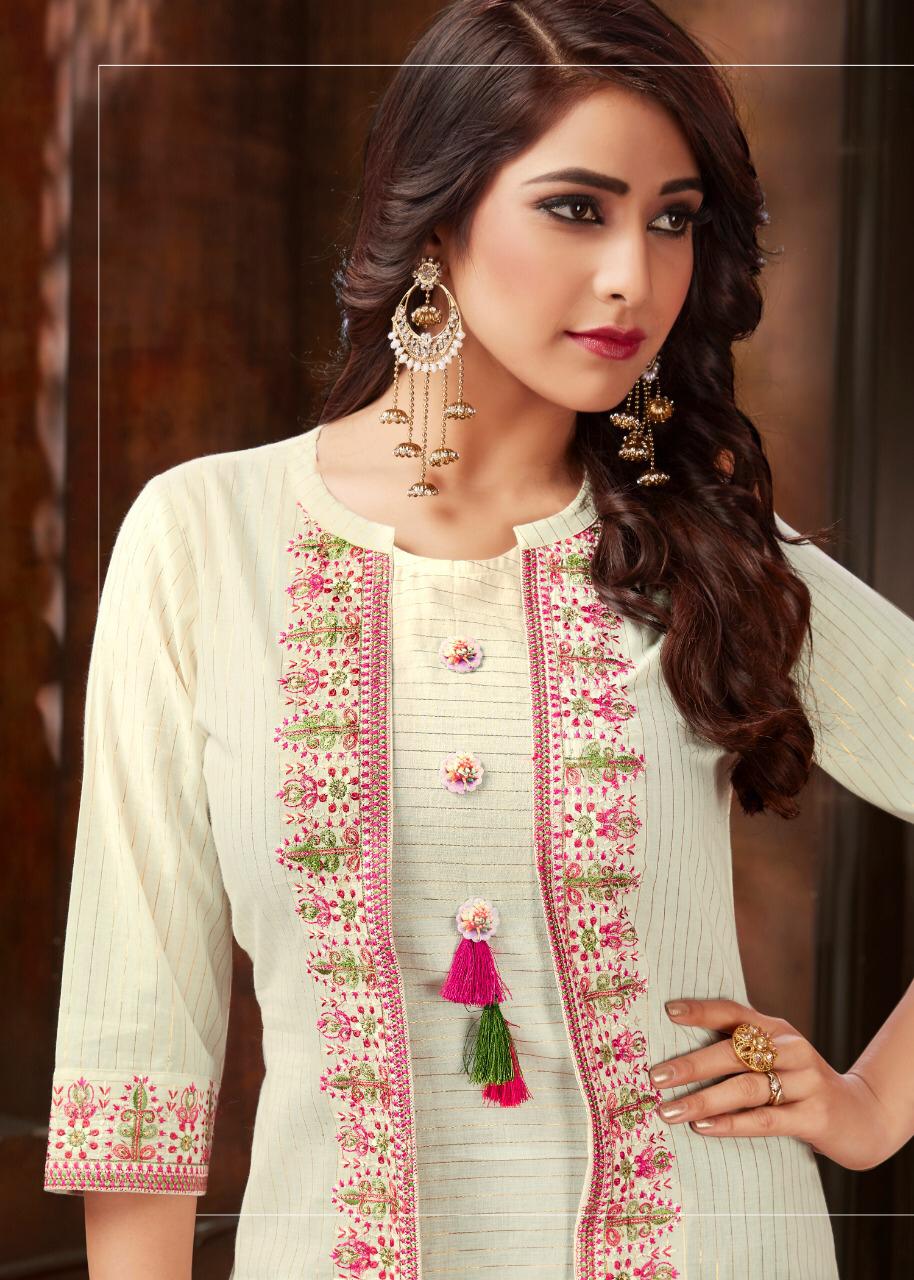 Golden Jari Gown Catlog By Dhanyawad Linen Cotton Embroidered Ready To Wear Gowns Wholesale Supplier...